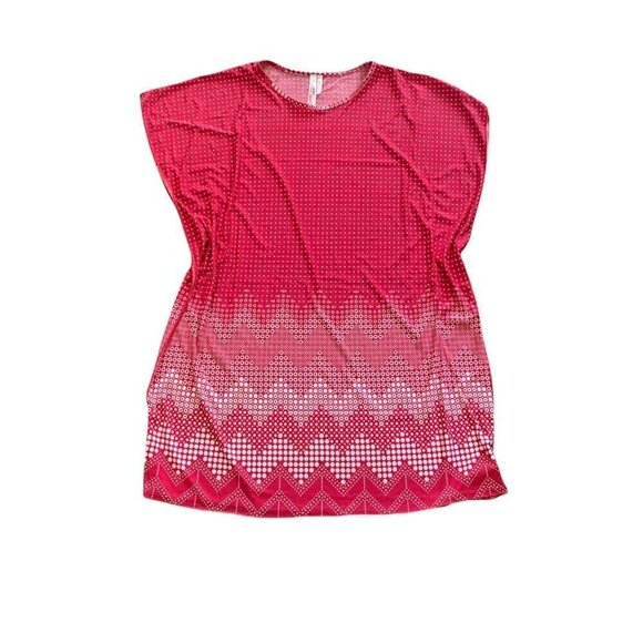 Sunkissed Couture S Pink White Polka Dot Flutter Sleeve Tunic Top/Dress 188G - Picture 1 of 9